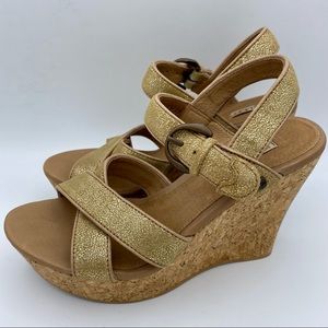 💗UGG Glitter Good Strap Cork Platform (1.5”) Wedges (4”)